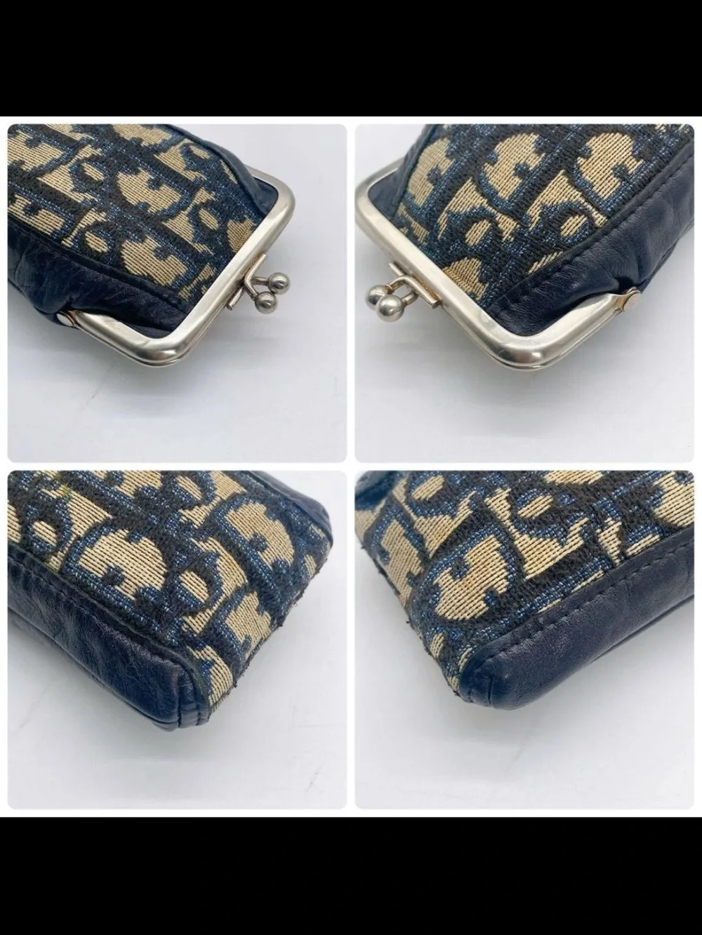 Dior Black and Beige Monogram Kiss-Lock Cosmetic Pouch